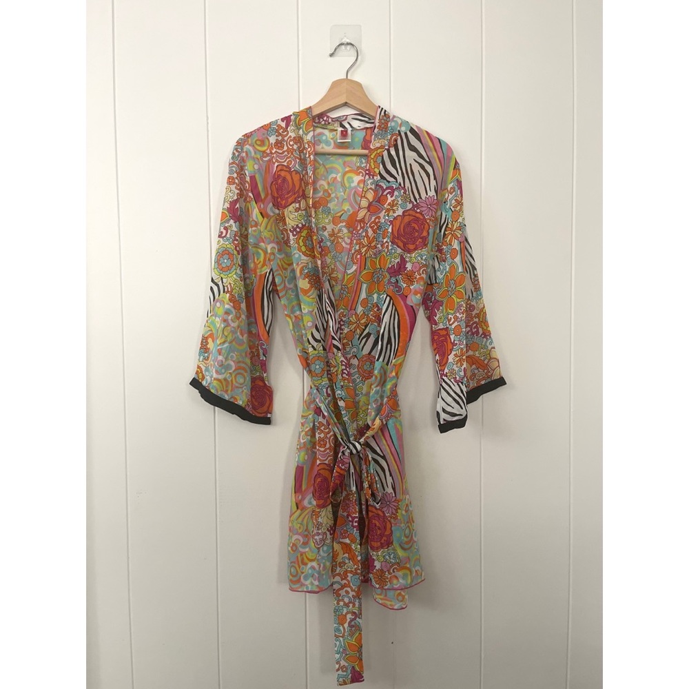 Natori | Floral Sheer Kimono Sleeve Robe